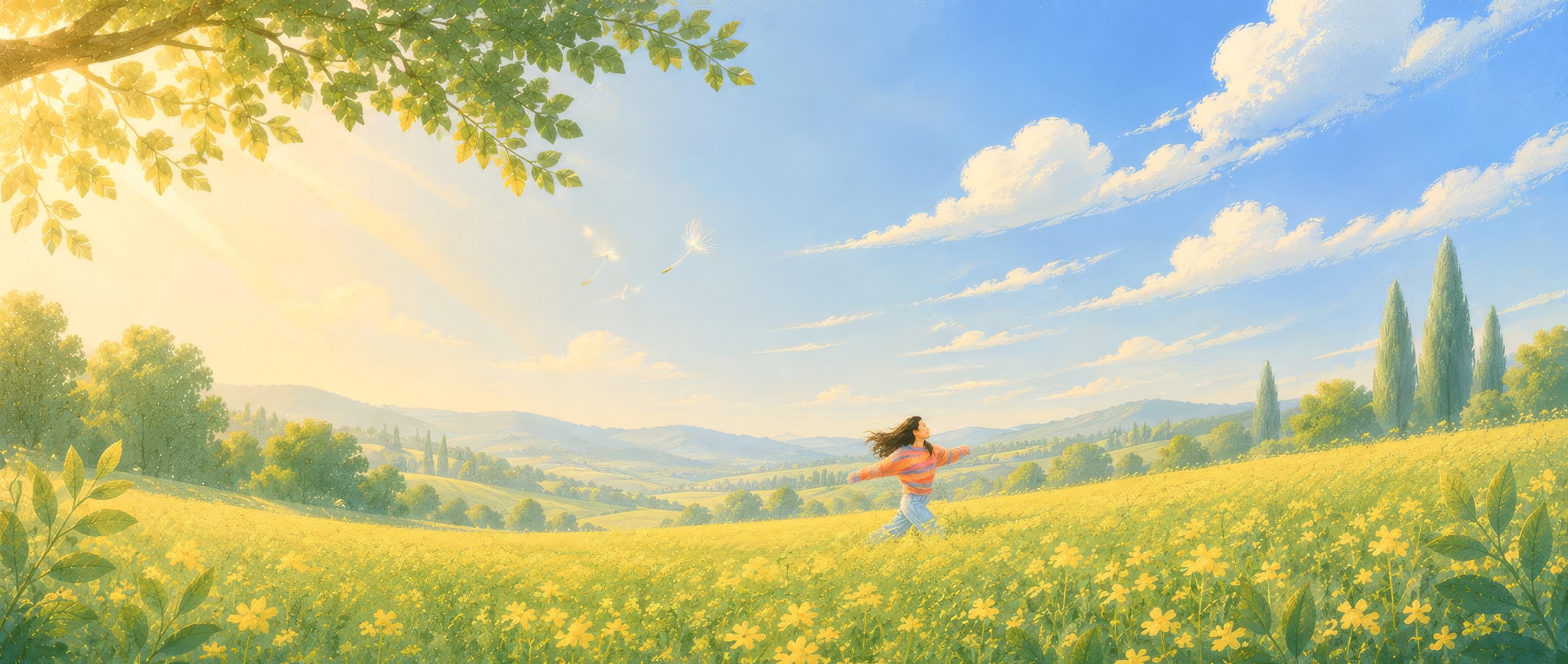 A person and their outlined sketched companion side by side in a sunlit natural setting
