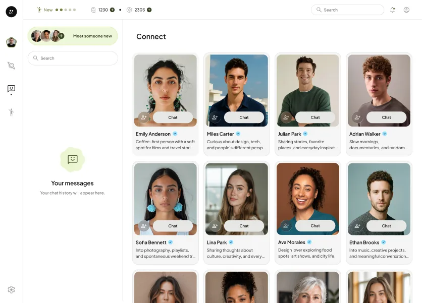 Connect — find professionals and experts and chat with their Individual AI directly.
